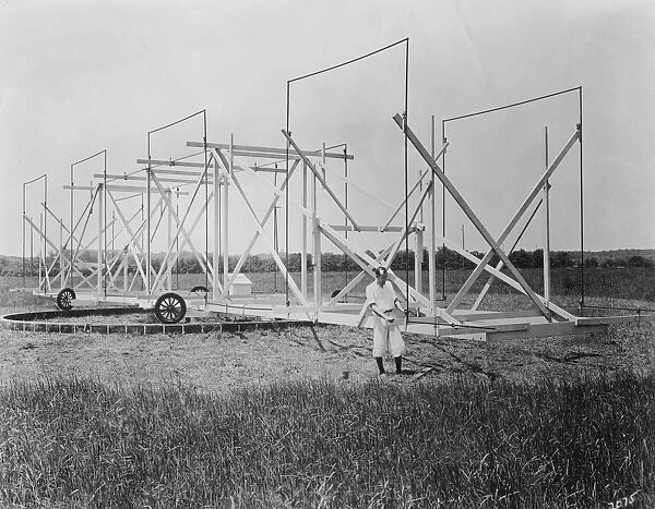 Karl Guthe Jansky (1905-50) American radio astronomer, at Holmdel, New Jersey, with