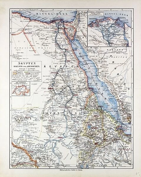 Map Of Egypt, Sudan, 1899