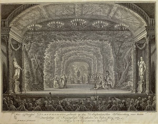 Netherlands, Amsterdam, Theatre performance on stage, engraving, 1786