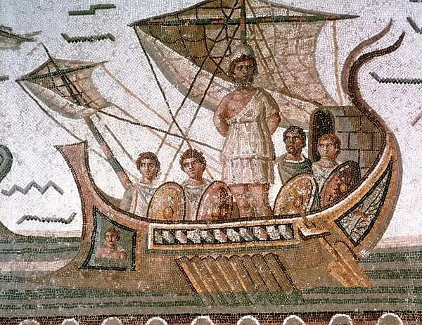 Odysseus (Ulysses) tied to the mast of his ship to save him from the Sirens. Homer Odyssey
