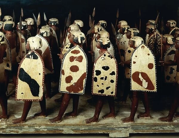 Painted wooden statues of Egyptian soldiers from Assiut