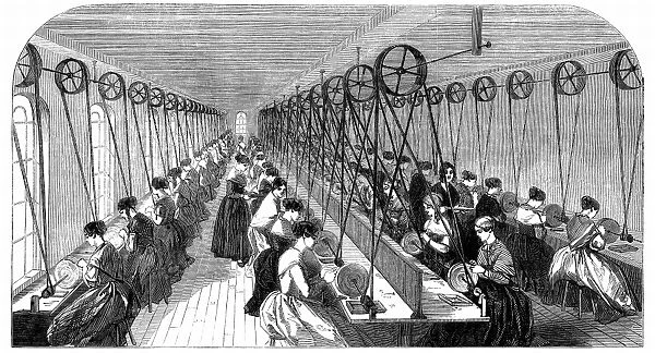 Pen grinding room: Hanks, Wells & Cos factory, Birmingham. More than 50 women