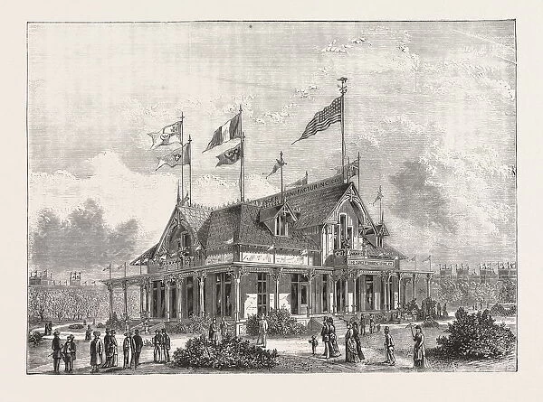 The Philadelphia Exhibition: the singer Sewing Machine Pavilion, Engraving 1876