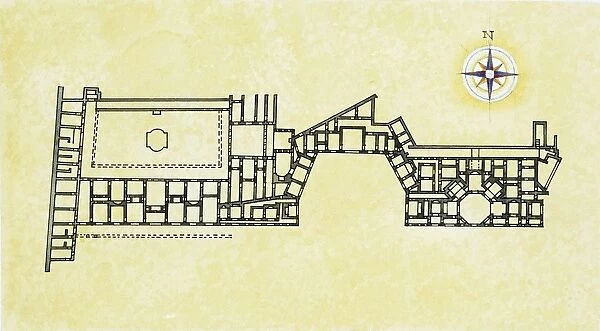 Plan of Roman Golden House Domus Aurea, 1st century AD, drawing