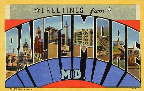 Postcard of Baltimore, Maryland. ca. 1940, Postcard of Baltimore, Maryland