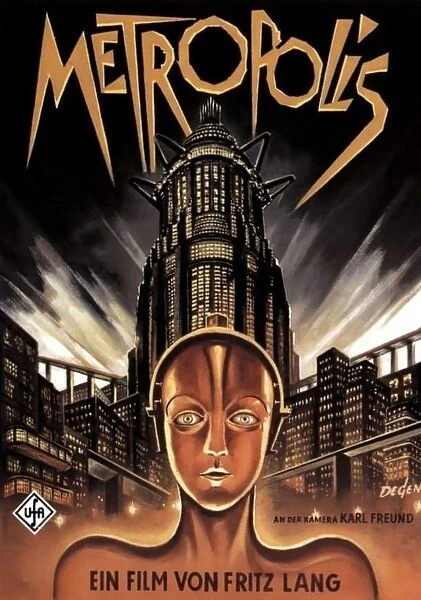 Poster from the film Metropolis 1927. German expressionist film in the