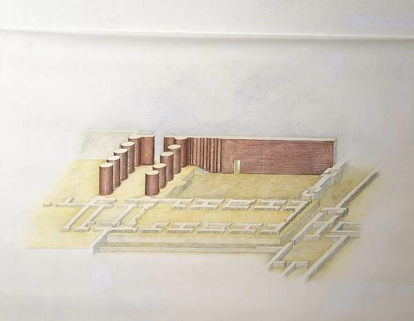 Reconstruction of Eanna Sanctuary court at Uruk, drawing