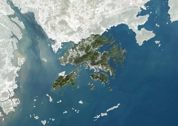 Region of Hong Kong, China, True Colour Satellite Image