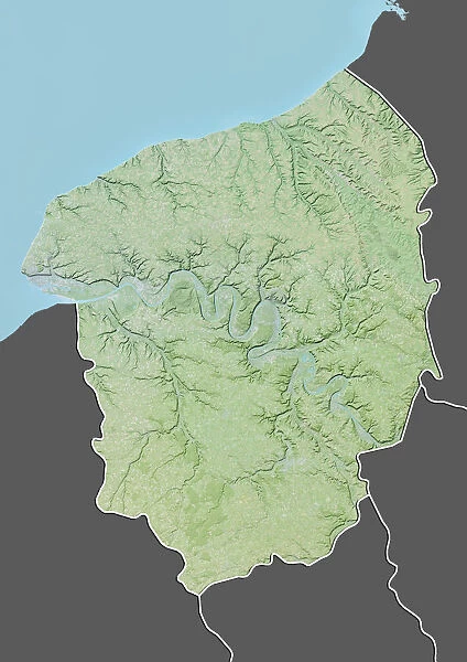 Region of Upper Normandy, France, Relief Map