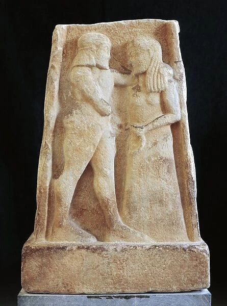 Relief depicting Helen and Menelaus