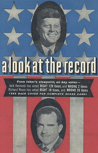 Score card of voting record for the two rival Presidential candidates in the 1960