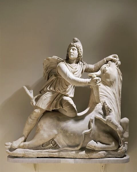 Sculptural group with Mithras sacrificing bull, from Rome