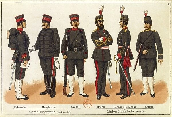 Sino-Japanese War - Uniforms of Japanese army, engraving, Leipzig, 1895