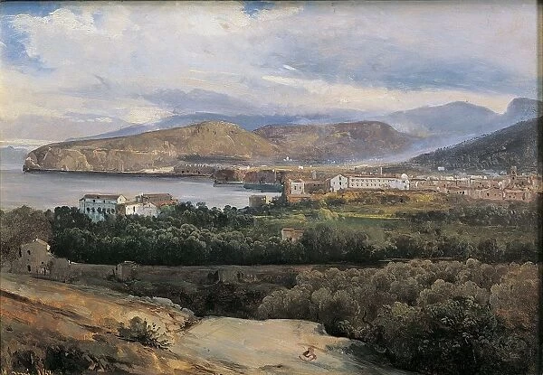 Sorrento seen from Capo di Sorrento, by Giacinto Gigante, 1842, Oil on paper on canvas