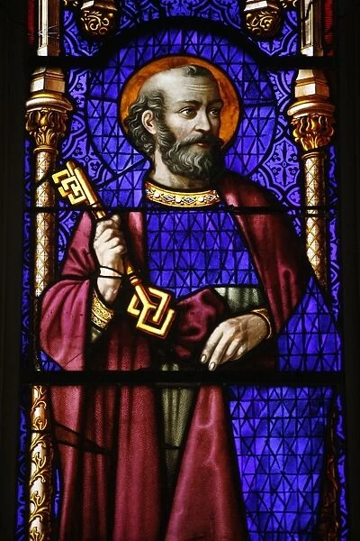 Stained glass window depicting Saint Peter in Saint-Germain-l Auxerrois church