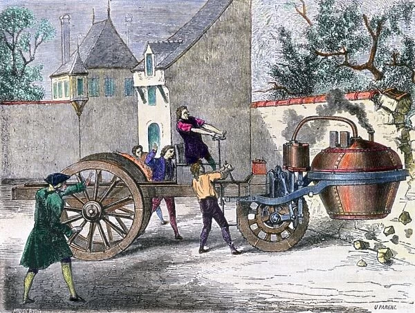 Steam carriage designed by Nicholas Cugnot (1725-1804) French inventor built in 1769