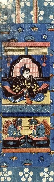 Sugawara no Michizane (845-903) Japanese poet and politician sitting in a shrine