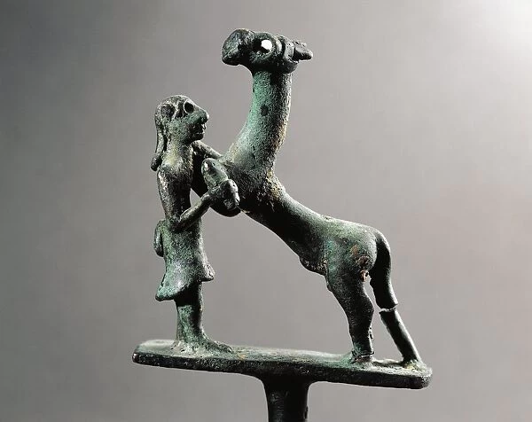 Turkey, Yozgat, Reins keeper representing a man and a horse, bronze