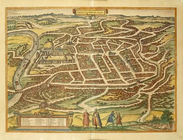 Vilnius from Civitates Orbis Terrarum by Georg Braun, 1541-1622 and Franz Hogenberg, 1540-1590, engraving