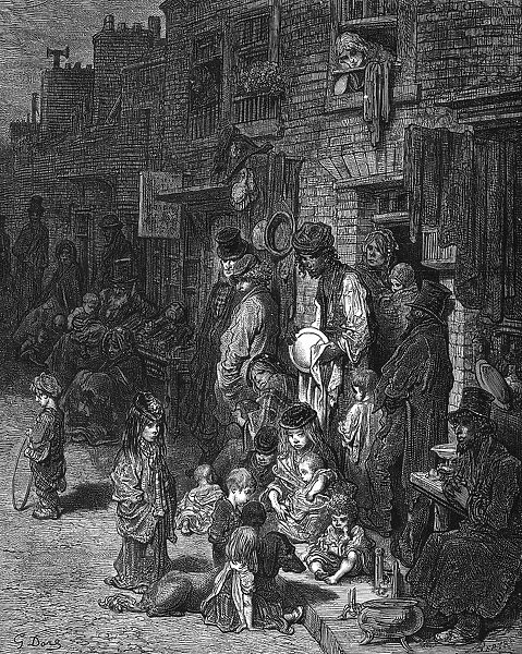 Wentworth Street, Whitechapel, the poor Jewish quarter of the city: From Gustave Dore