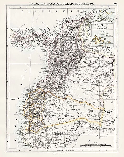 Colombia Ecuador Galapagos map 1897