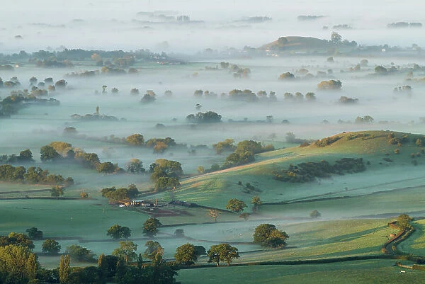 Dawn mist on Somerset Levels