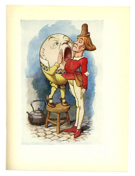 Humpty and the messenger illustration, (Alices Adventures in Wonderland)