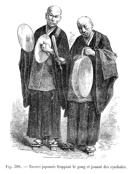 Japanese monks engraving 1881