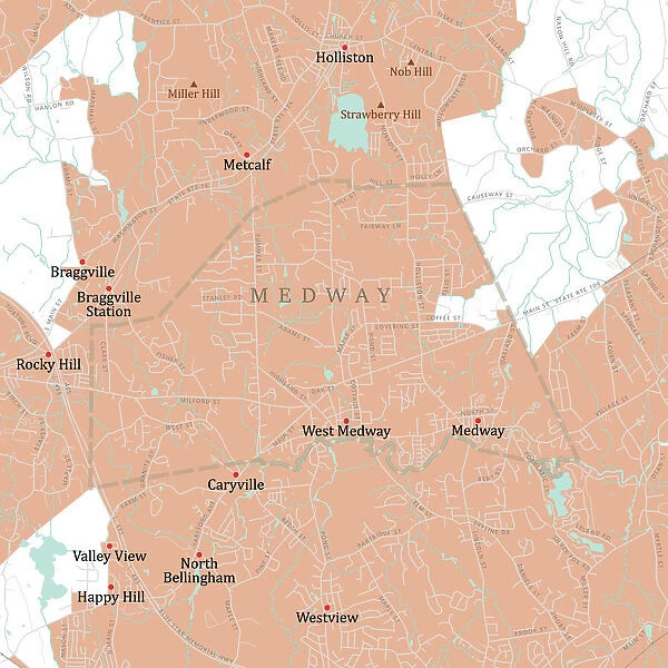 MA Norfolk Medway Vector Road Map