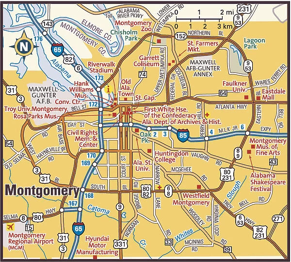 Montgomery, Alabama area map