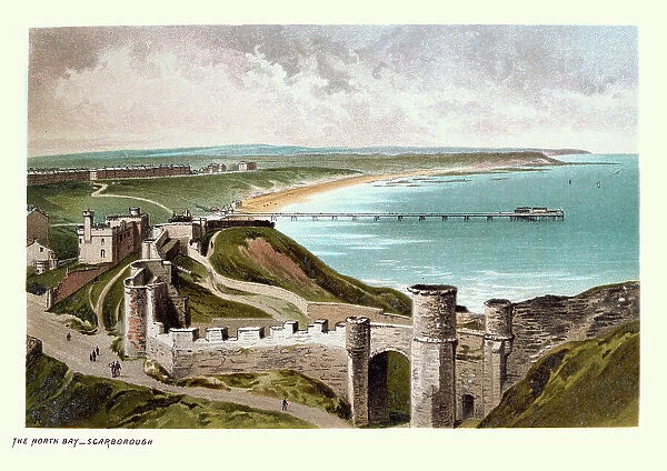 North Bay and pier, Scarborough, North Yorkshire, 19th Century