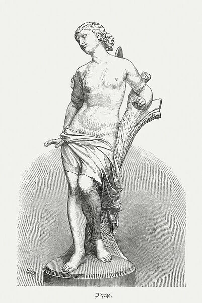 Psyche, Greek goddess of the soul, wood engraving, published 1879