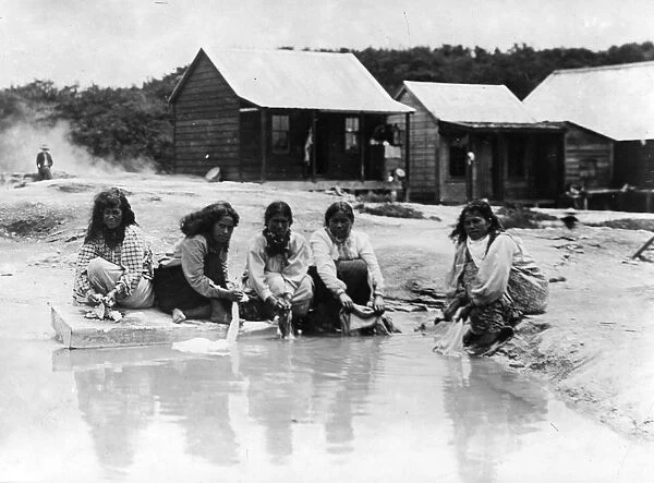 Wash Day. 1906: Women washing in a Maori village