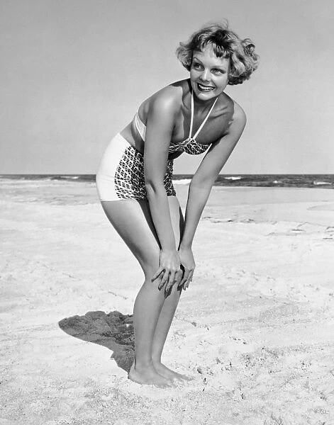 Woman at beach posing