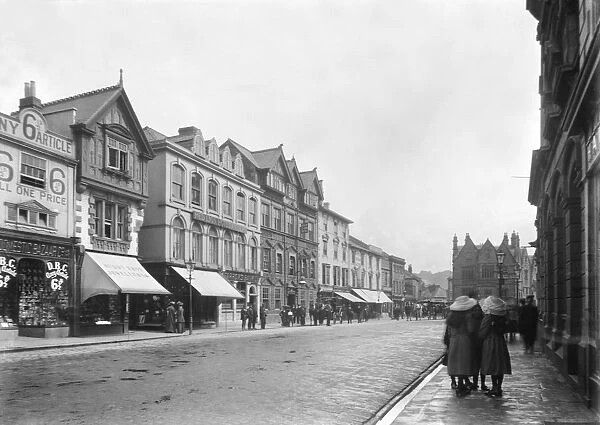 A general view of Boscawen Street looking east, Truro, Cornwall. Around 1910