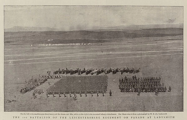 The 1st Battalion of the Leicestershire Regiment on Parade at Ladysmith (b  /  w photo)