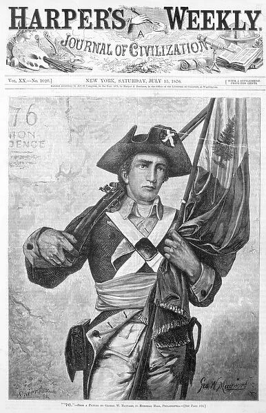 76 Minuteman or Continental Soldier holding a musket flag, front cover