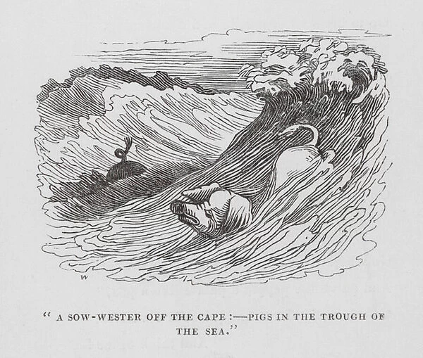 'A sow-wester off the cape, pigs in the trough of the sea'(engraving)