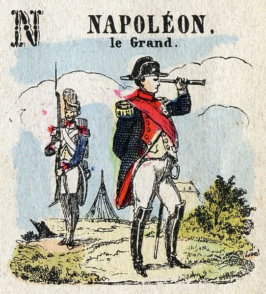 Abecedary. Letter N as Napoleon I Bonaparte known as Napoleon The Great
