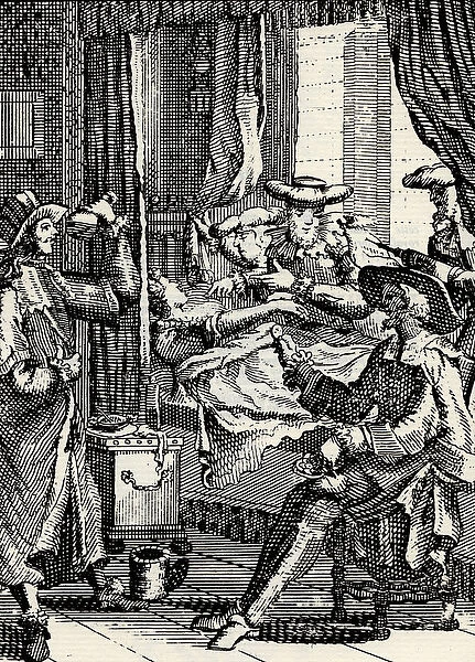 Act II of the theatre piece 'L amour medecin'by Moliere (1665)
