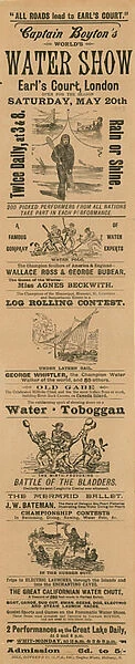 Advert for Captain Boytons Worlds Water Show, Earls Court, London (engraving)