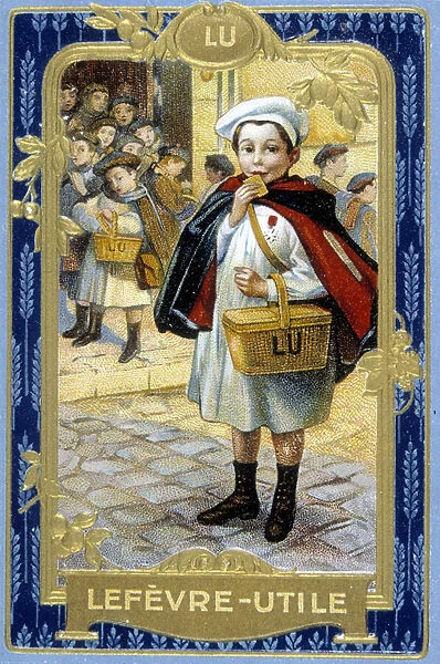 Advertising of the cookie 'Lefevre-Useful: Lu'(the schoolboy). sd