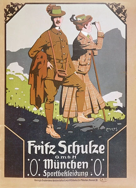 Advertisement for Fritz Schulze walking clothes, c. 1910 (litho)