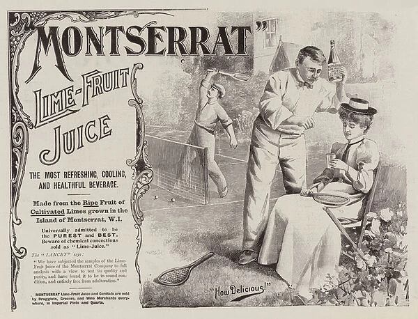 Advertisement, Montserrat Lime Fruit Juice (engraving)