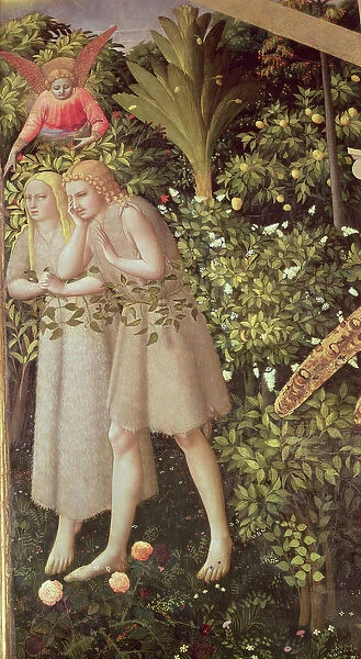 Adam and Eve Expelled from Paradise, detail from the Annunciation, c