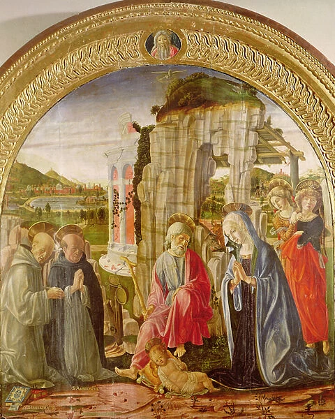 Adoration of the Child by St. Ambrose and St. Bernard (oil on panel)
