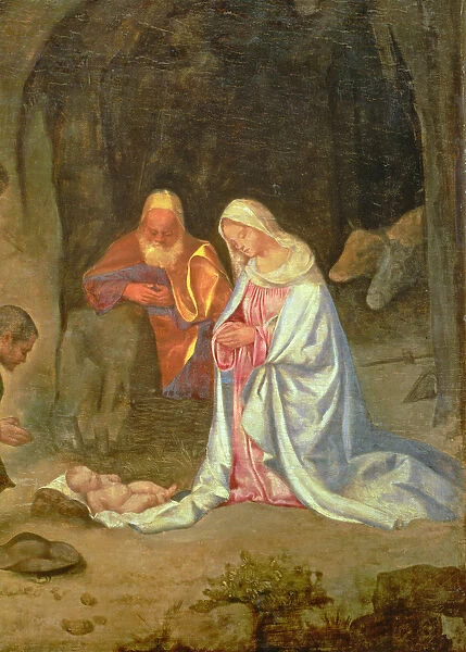 Adoration of the Shepherds, detail of the Holy Family, c. 1510 (panel) (detail of 68685)