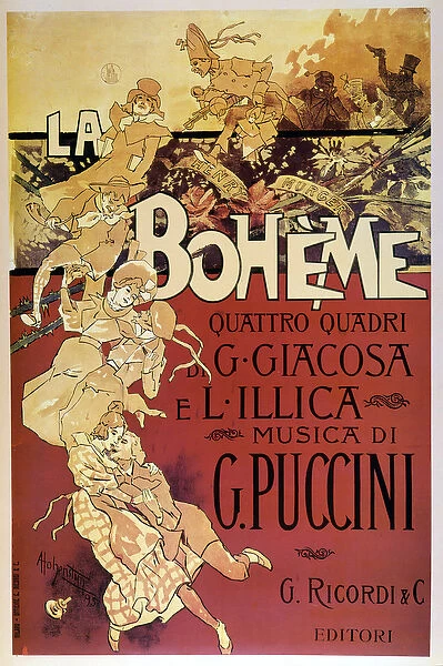 Affiche de La Boheme par Adolfo Hohenstein pour la premiere de l