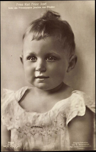 Ak Prince Karl Franz Josef, son of Joachim of Prussia, Liersch 7938 (b  /  w photo)