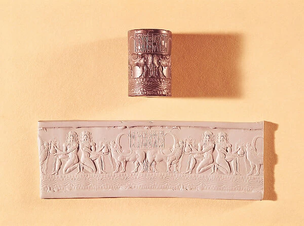 Akkadian cylinder seal and impression of Shar-kali-sharri (c. 2217-c
